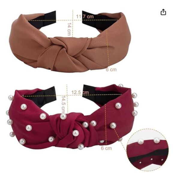 Set of Six 6 Fabric Faux Pearls Women's Headbands Great Colors - Picture 4 of 4